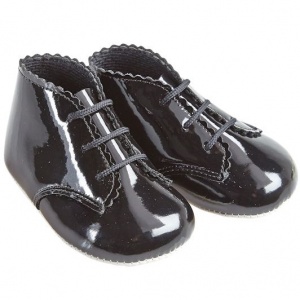 Baby Black Patent Lace Up Baypods Pram Boots